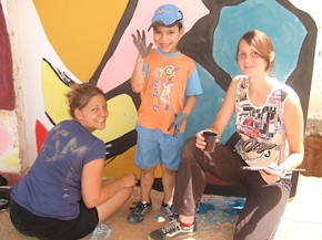 Volunteer with children in Morocco